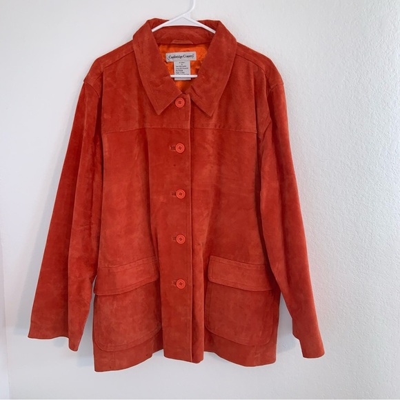Vintage Authentic 100% Suede Leather Jacket Autumn Rust Orange - Picture 6 of 16